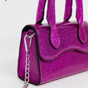 Micro glitter purse with detachable chain strap
